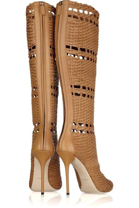 gucci woven leather boots|high heel Gucci boots.